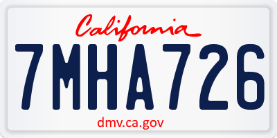 CA license plate 7MHA726