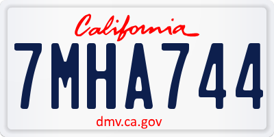 CA license plate 7MHA744