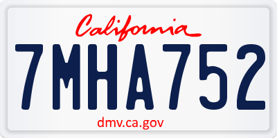 CA license plate 7MHA752