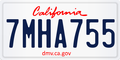 CA license plate 7MHA755