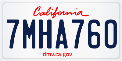 CA license plate 7MHA760