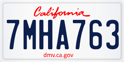 CA license plate 7MHA763