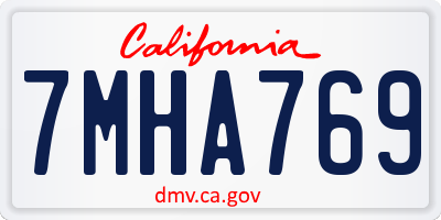 CA license plate 7MHA769