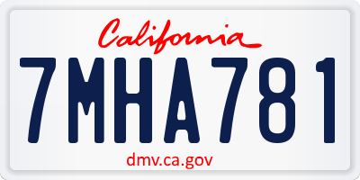 CA license plate 7MHA781