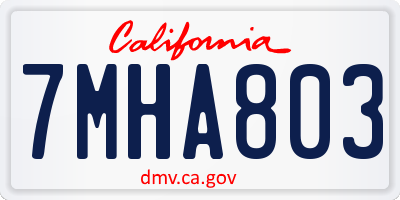 CA license plate 7MHA803
