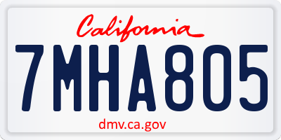 CA license plate 7MHA805