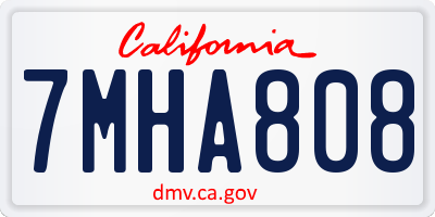 CA license plate 7MHA808