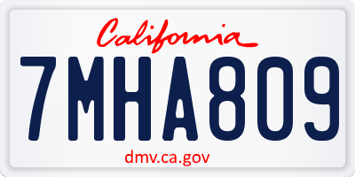 CA license plate 7MHA809