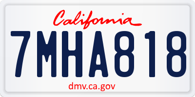 CA license plate 7MHA818