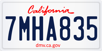 CA license plate 7MHA835