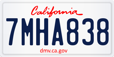 CA license plate 7MHA838
