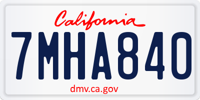 CA license plate 7MHA840