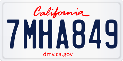 CA license plate 7MHA849