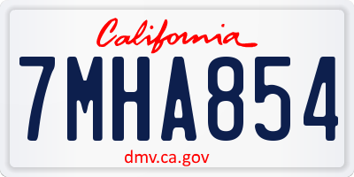 CA license plate 7MHA854