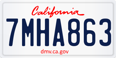 CA license plate 7MHA863