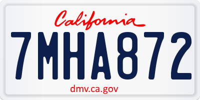 CA license plate 7MHA872