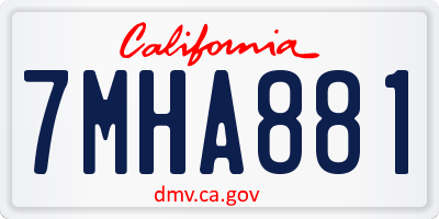 CA license plate 7MHA881