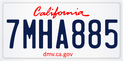CA license plate 7MHA885