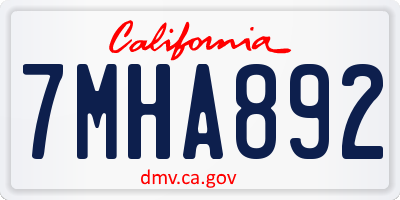 CA license plate 7MHA892