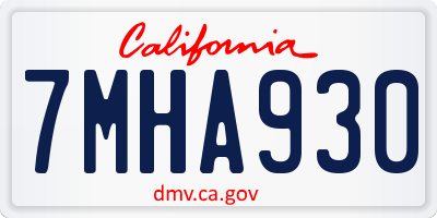 CA license plate 7MHA930