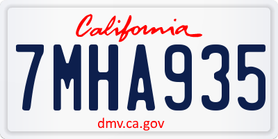 CA license plate 7MHA935