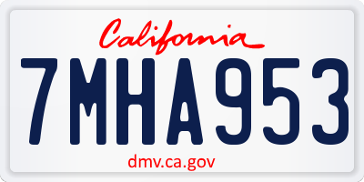 CA license plate 7MHA953