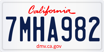 CA license plate 7MHA982