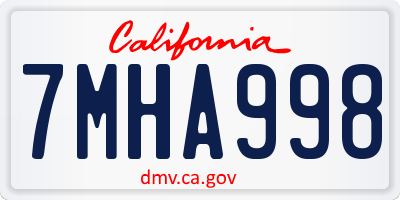 CA license plate 7MHA998