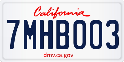 CA license plate 7MHB003