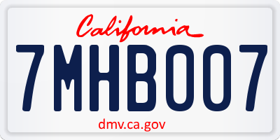 CA license plate 7MHB007