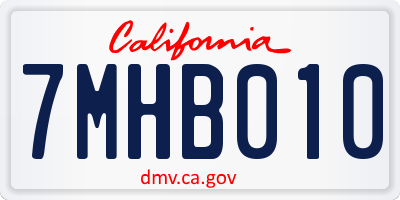CA license plate 7MHB010