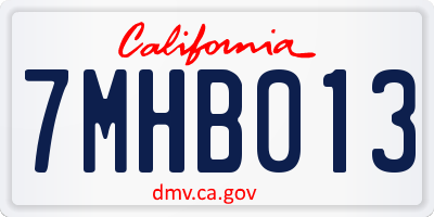 CA license plate 7MHB013