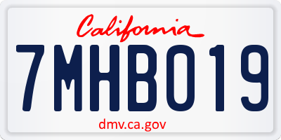 CA license plate 7MHB019