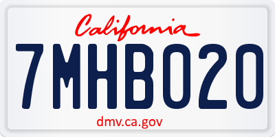 CA license plate 7MHB020