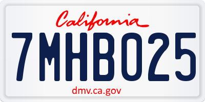 CA license plate 7MHB025