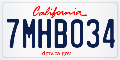 CA license plate 7MHB034