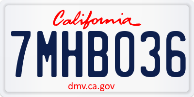 CA license plate 7MHB036