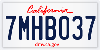 CA license plate 7MHB037