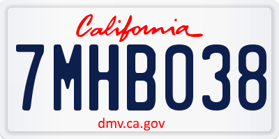 CA license plate 7MHB038