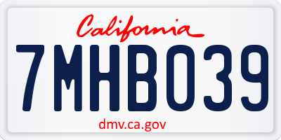 CA license plate 7MHB039