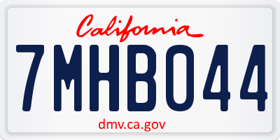 CA license plate 7MHB044