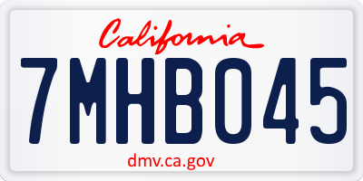 CA license plate 7MHB045