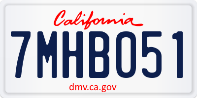CA license plate 7MHB051
