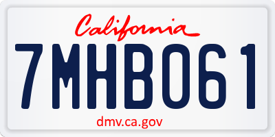 CA license plate 7MHB061