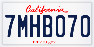 CA license plate 7MHB070