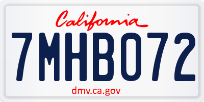 CA license plate 7MHB072