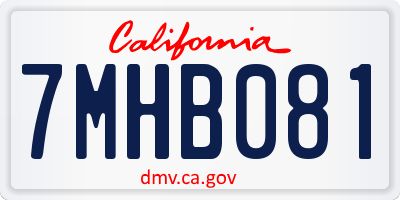 CA license plate 7MHB081