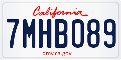 CA license plate 7MHB089