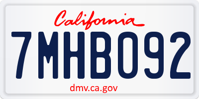 CA license plate 7MHB092