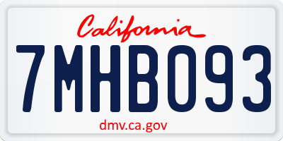 CA license plate 7MHB093